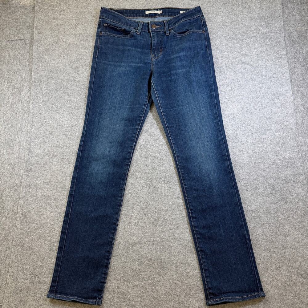 Levi's 712 Slim Fit Jeans Womens 30 Dark Blue Wash Denim Red Tab Leather Patch